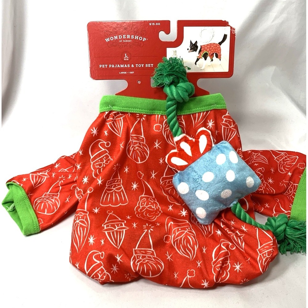 Wondershop Pet Pajamas & Toy Set‎ Size Large Up To 80 lbs Christmas New